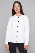 Load image into Gallery viewer, Carre Noir Button-Up Knit Cardigan with Collar
