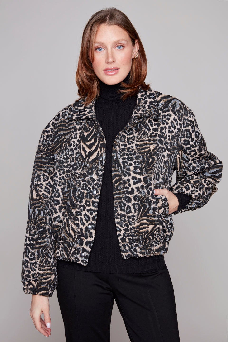 Carre Noir Wild Streak Printed Snap-Front Jacket
