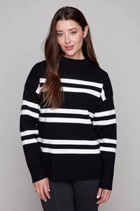 Carre Noir Mara Striped Mock-Neck Sweater