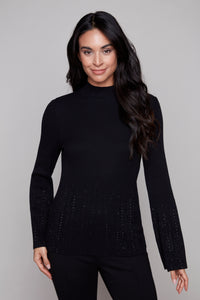 Carre Noir Celeste Embellished Mock-Neck Sweater