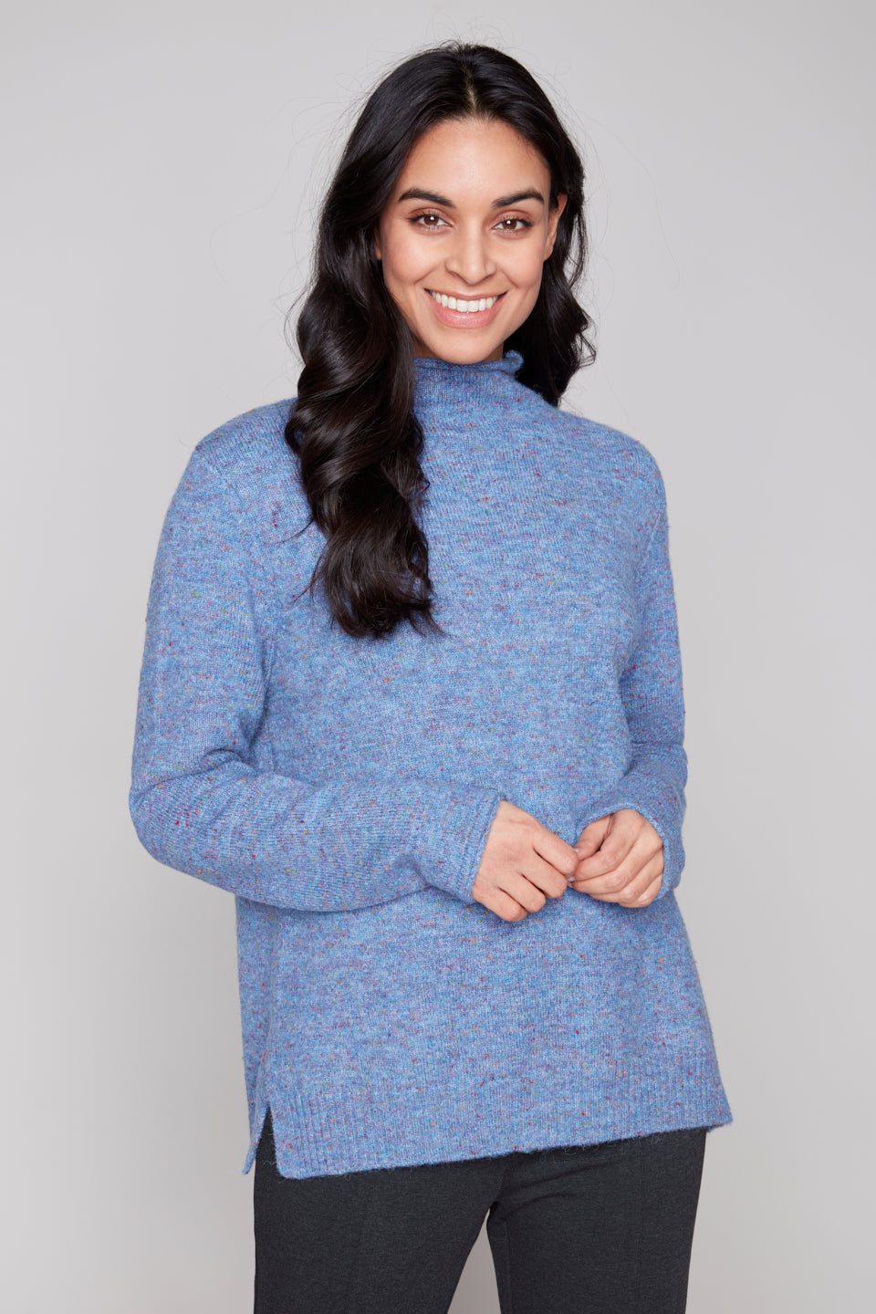 Carre Noir Speckled Mock Neck Sweater
