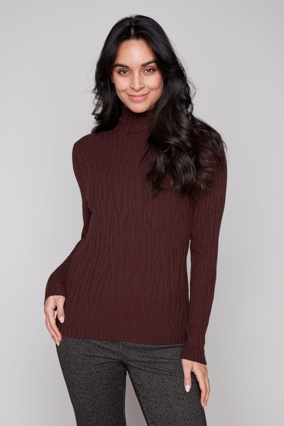 Carre Noir Textured Turtleneck Sweater