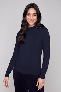 Carre Noir Textured Dot Crewneck Sweater