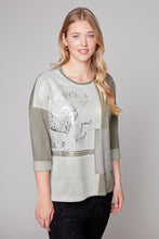 Load image into Gallery viewer, Carre Noir Graphic Brushed Top with Heart Detail
