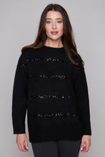 Charger l&#39;image dans la galerie, Carre Noir Sequin Stripe Crewneck Sweater
