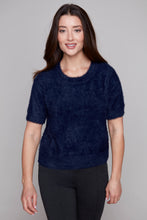 Load image into Gallery viewer, Carre Noir  Featherlight Fuzzy Short Sleeve Sweater
