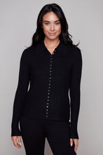 Load image into Gallery viewer, Carre Noir Collared Ribbed Knit Cardigan
