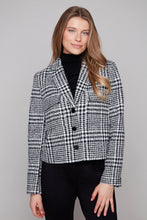 Load image into Gallery viewer, Carre Noir Checked Wool-Blend Cropped Blazer
