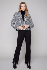 Carre Noir Checked Wool-Blend Cropped Blazer