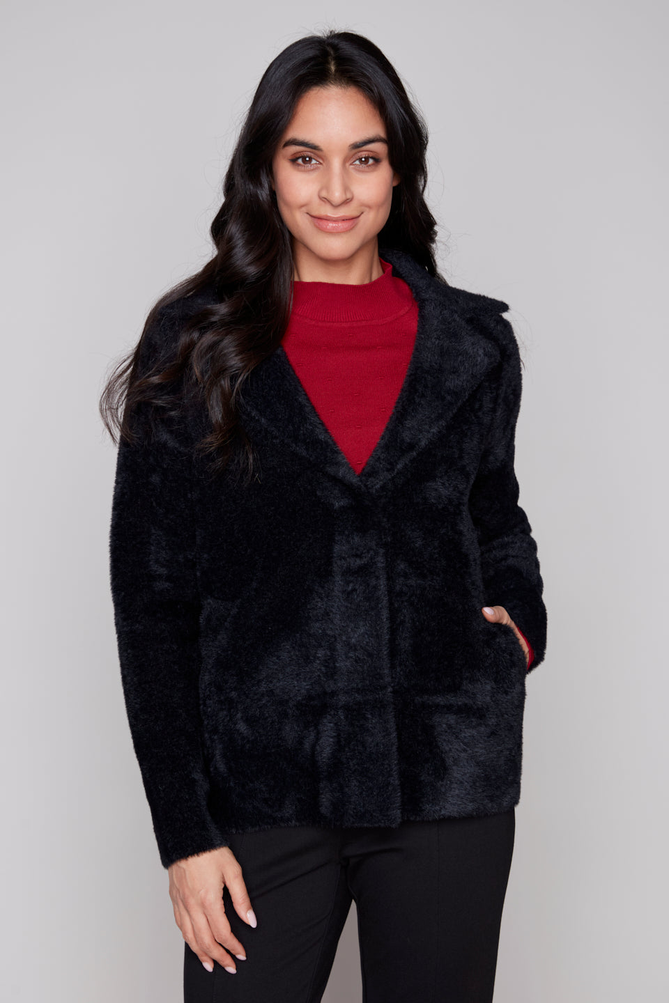 Carre Noir Plush Faux Fur Jacket