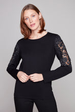 Load image into Gallery viewer, Carre Noir  Embellished Lace Sleeve Pullover
