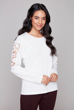 Load image into Gallery viewer, Carre Noir  Embellished Lace Sleeve Pullover
