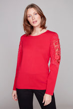 Load image into Gallery viewer, Carre Noir  Embellished Lace Sleeve Pullover
